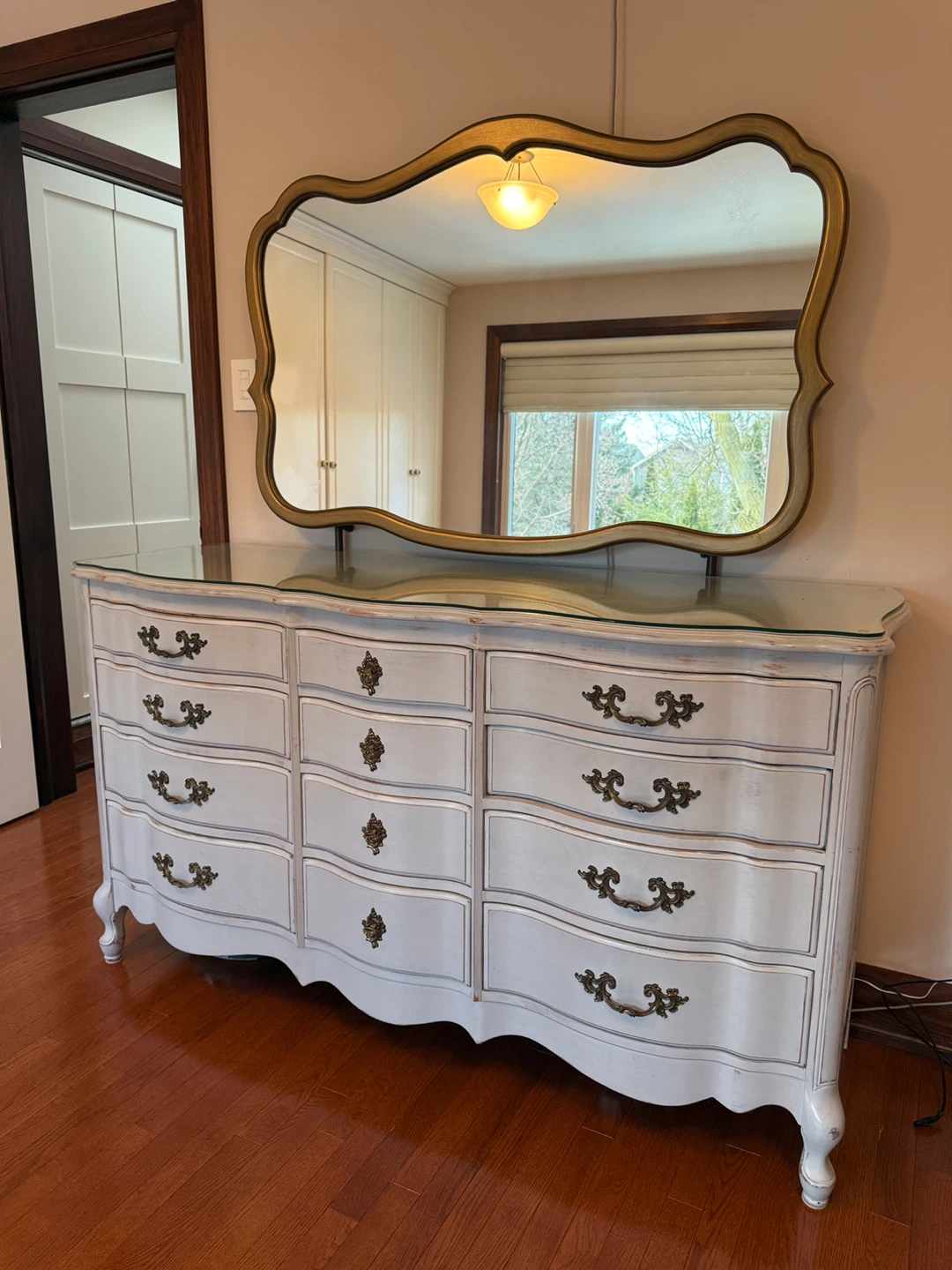 Vintage French Provincial Dresser with Mirror
