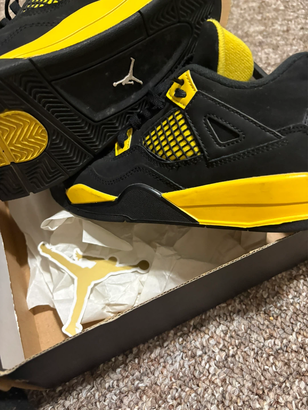 Jordan 4 Retro (PS) Black Yellow Shoes Size 3Y - photo 5
