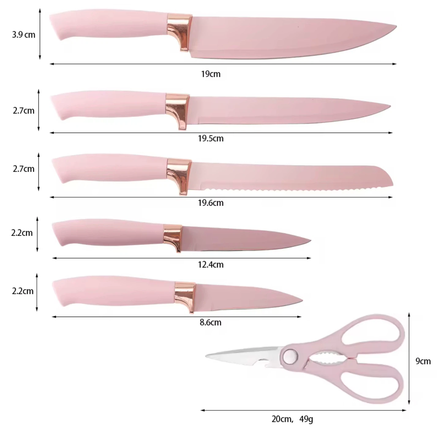 Pink Kitchen Utensil Set with Knife Block and Cutting Board - photo 5