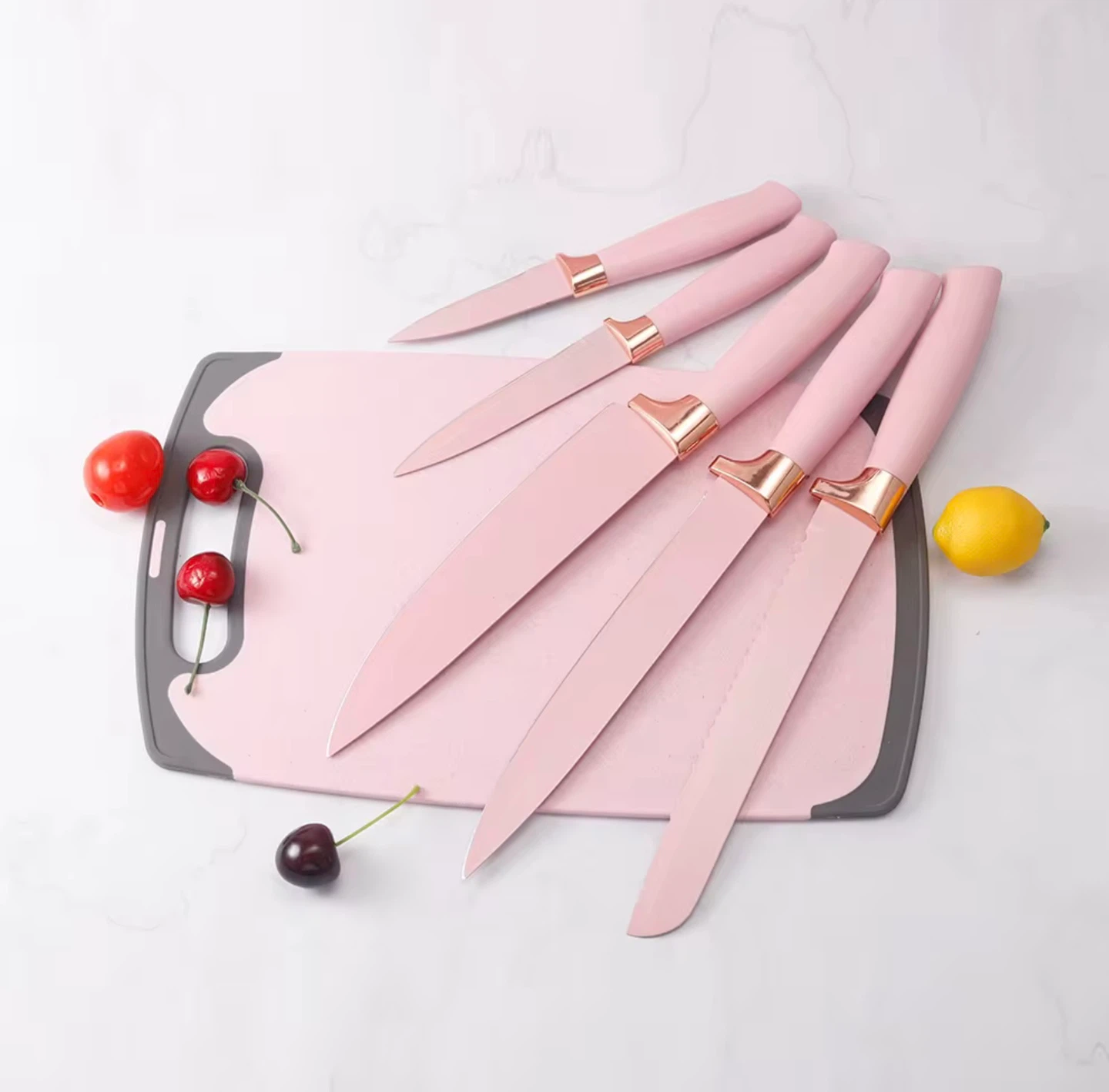 Pink Kitchen Utensil Set with Knife Block and Cutting Board - photo 2
