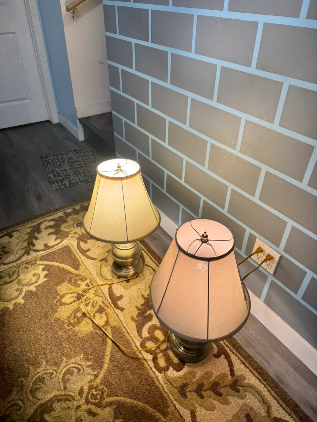 Set of 2 Vintage Brass Table Lamps - photo 2