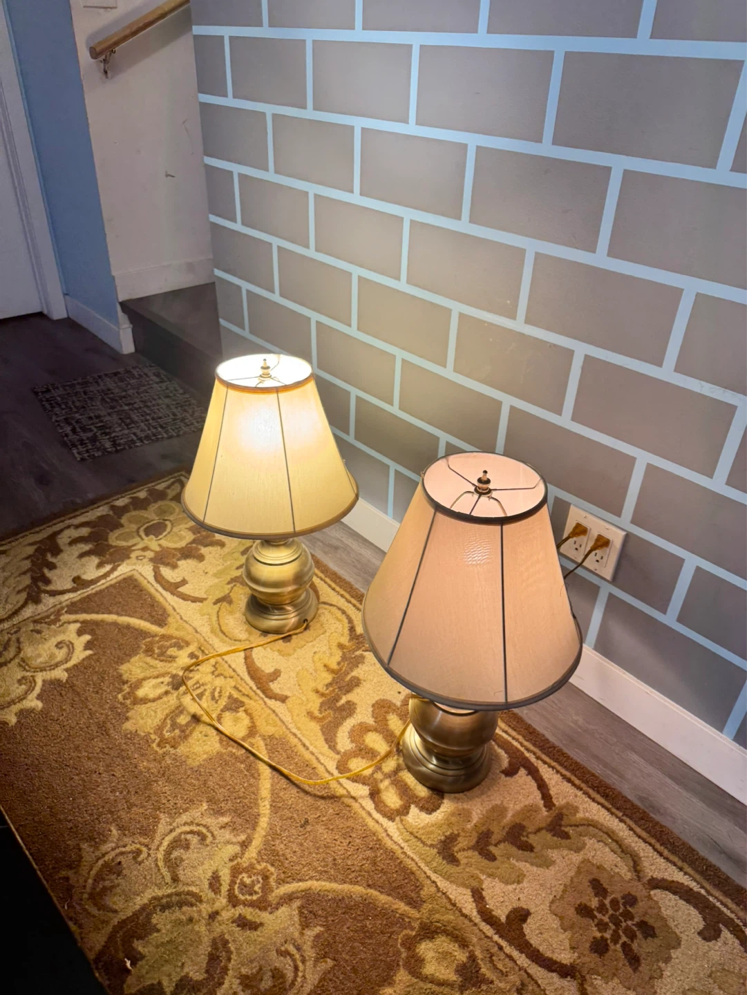 Set of 2 Vintage Brass Table Lamps - photo 3