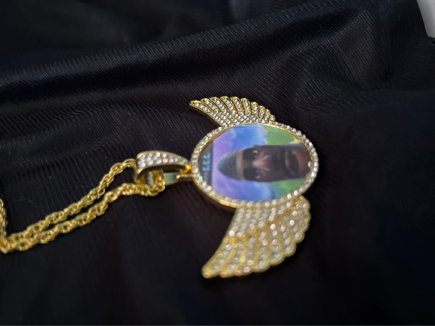 Custom Photo Angel Wing Pendant Necklace