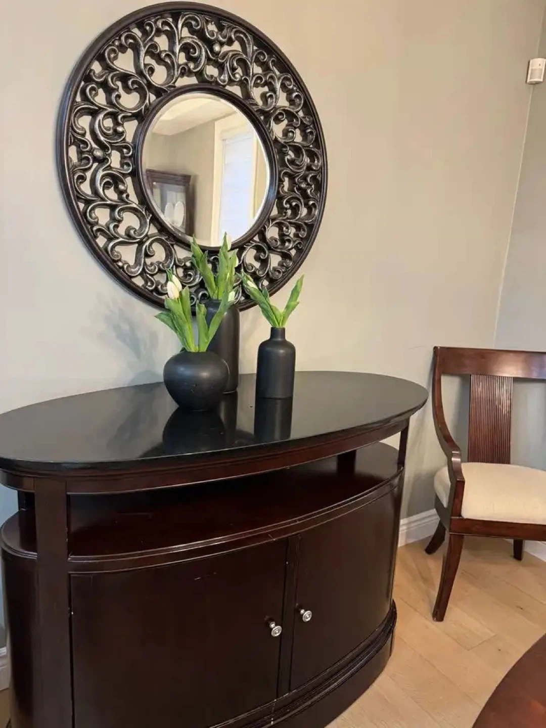 Dark Wood Dining Table and Chairs Set - photo 2