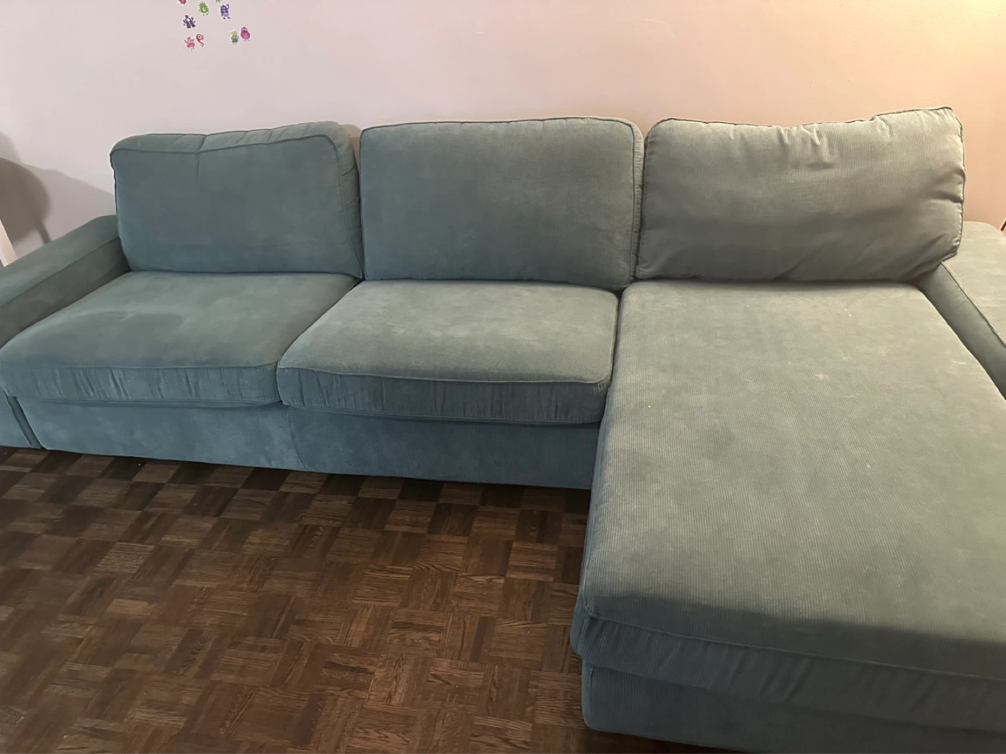 IKEA KIVIK Sofa with chaise lounge, Kelinge gray-turquoise