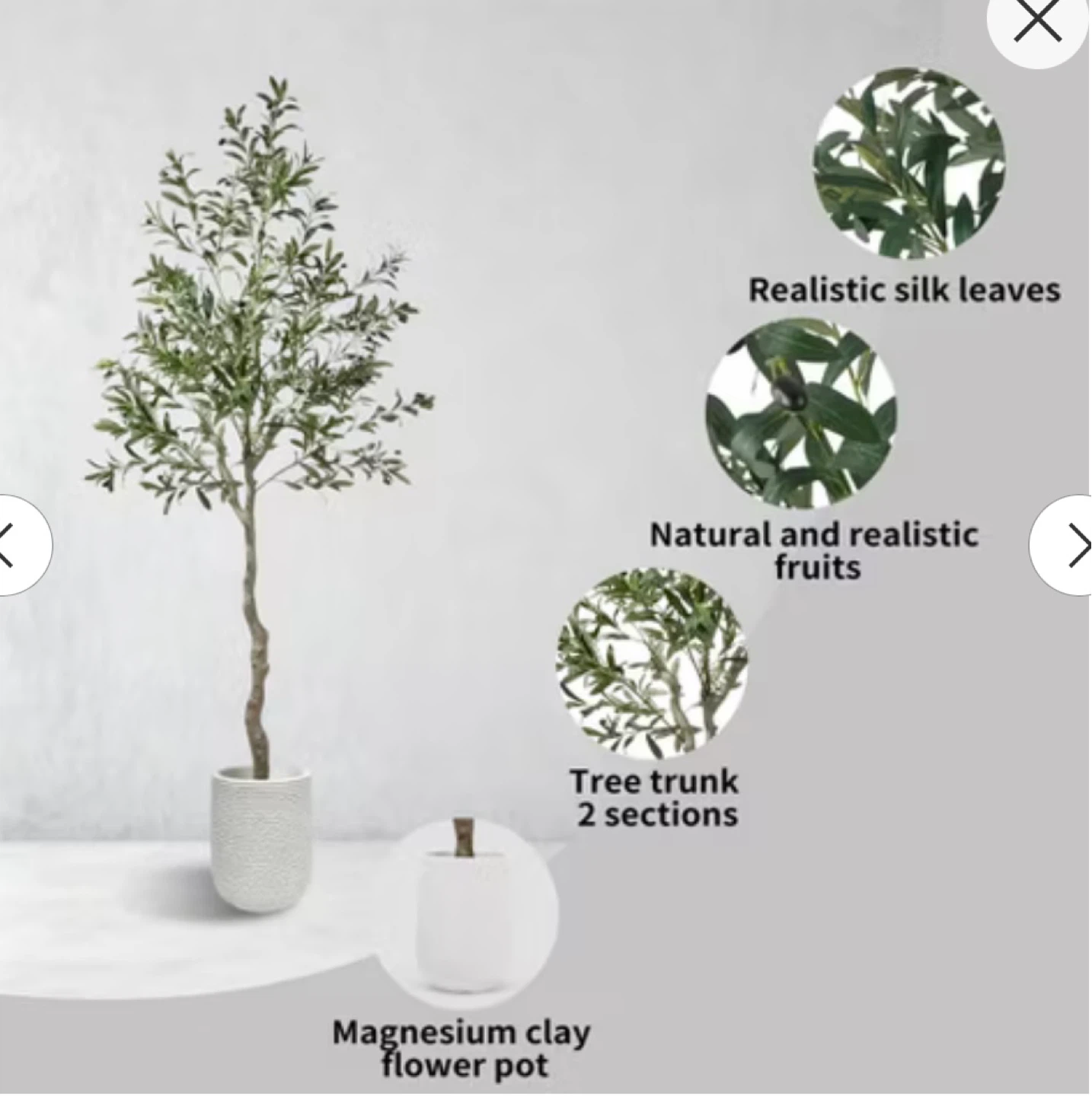 7ft Artificial Olive Tree with White Planter Realistic Faux Gree - photo 4