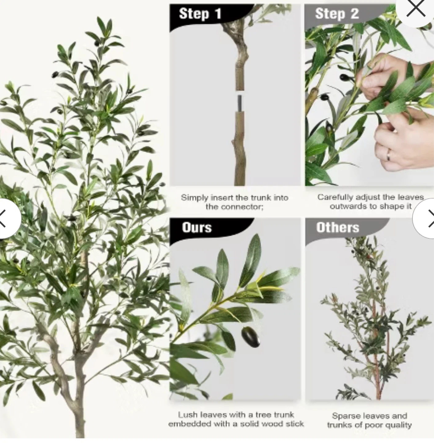 7ft Artificial Olive Tree with White Planter Realistic Faux Gree - photo 3