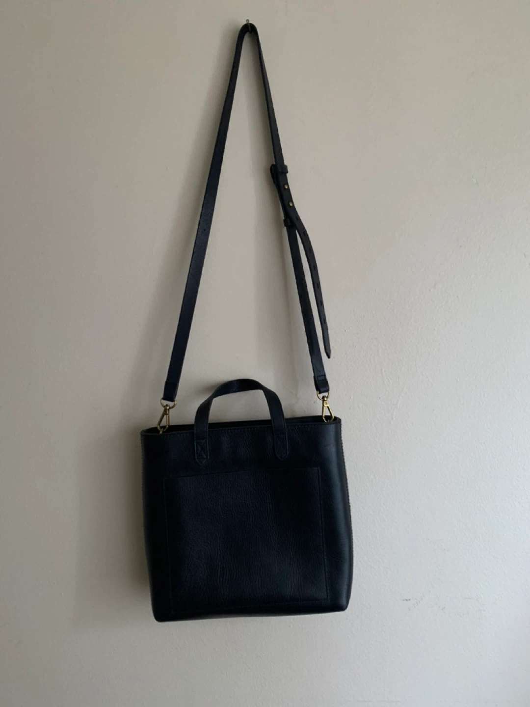 Madewell Black Leather Tote Bag with Crossbody Strap