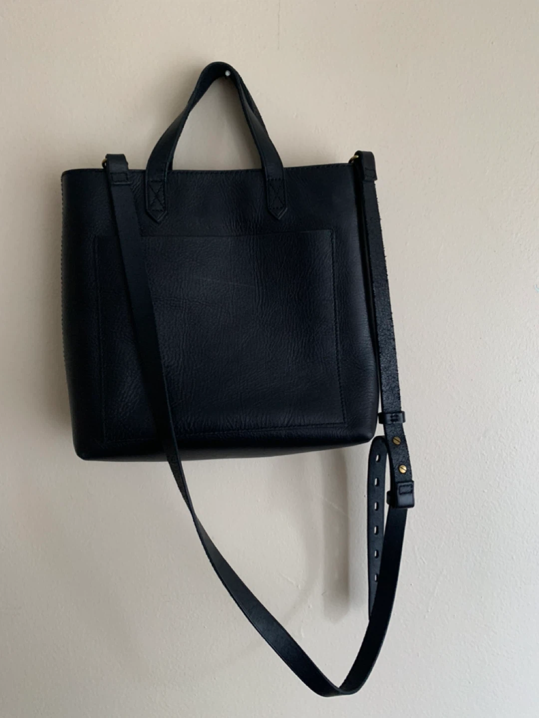 Madewell Black Leather Tote Bag with Crossbody Strap - photo 2