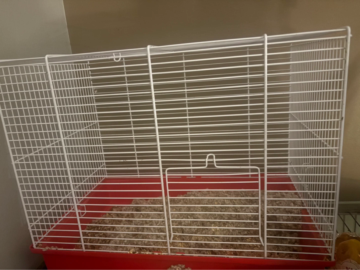 White Small Animal Cage with Red Base