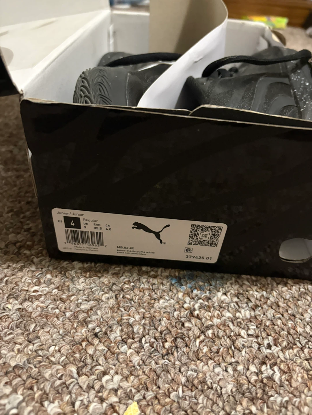 Puma MB.02 Junior Basketball Shoes Black/White Size 4 - photo 4