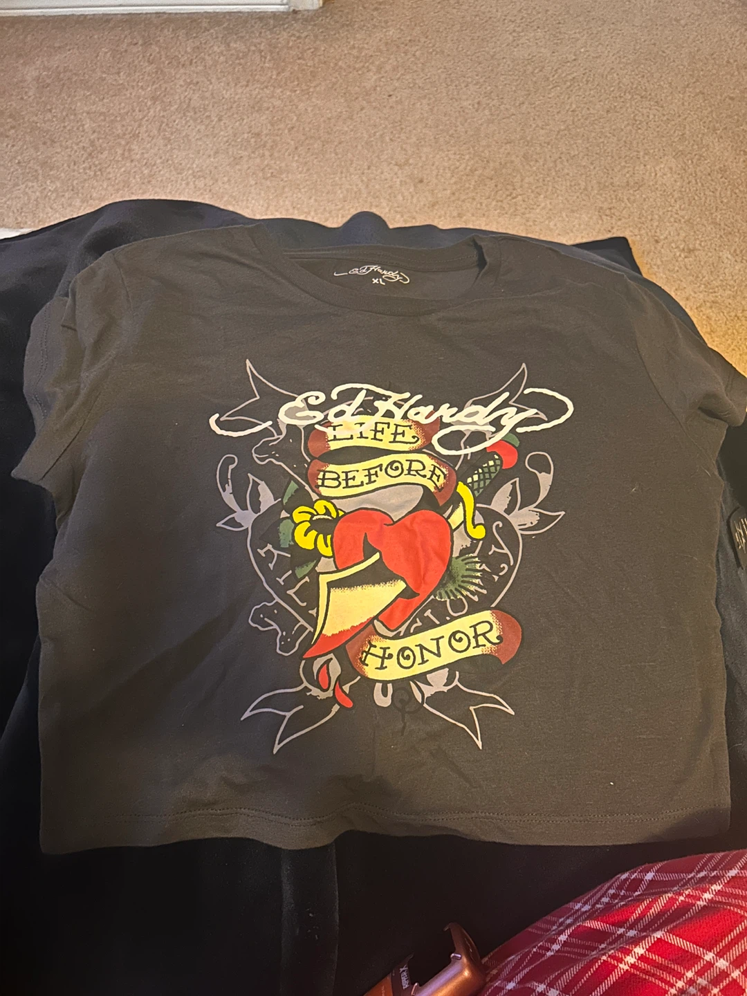Ed Hardy Charcoal Graphic T-Shirt