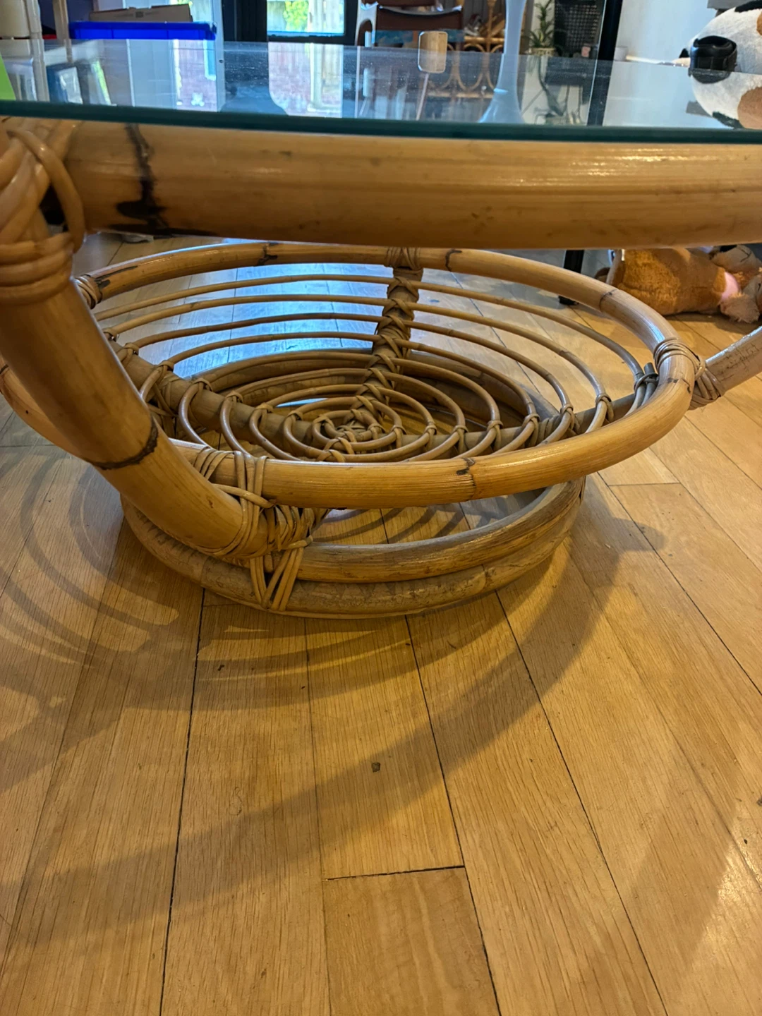 Rattan and Glass Round Coffee Table - photo 2