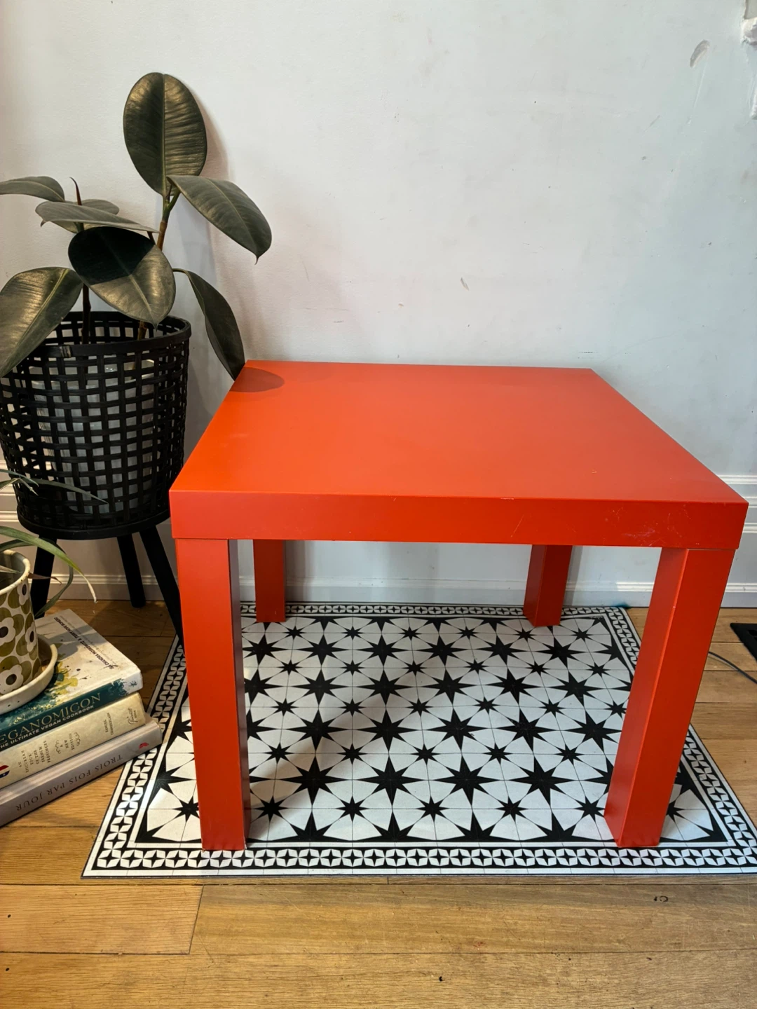 Red IKEA Lack Side Table