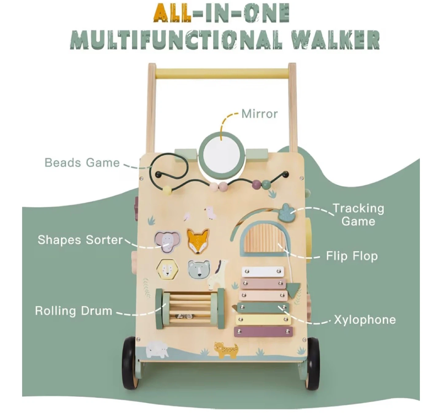 Wooden All-in-One Multifunctional Walker for Toddlers 12M+ - photo 4