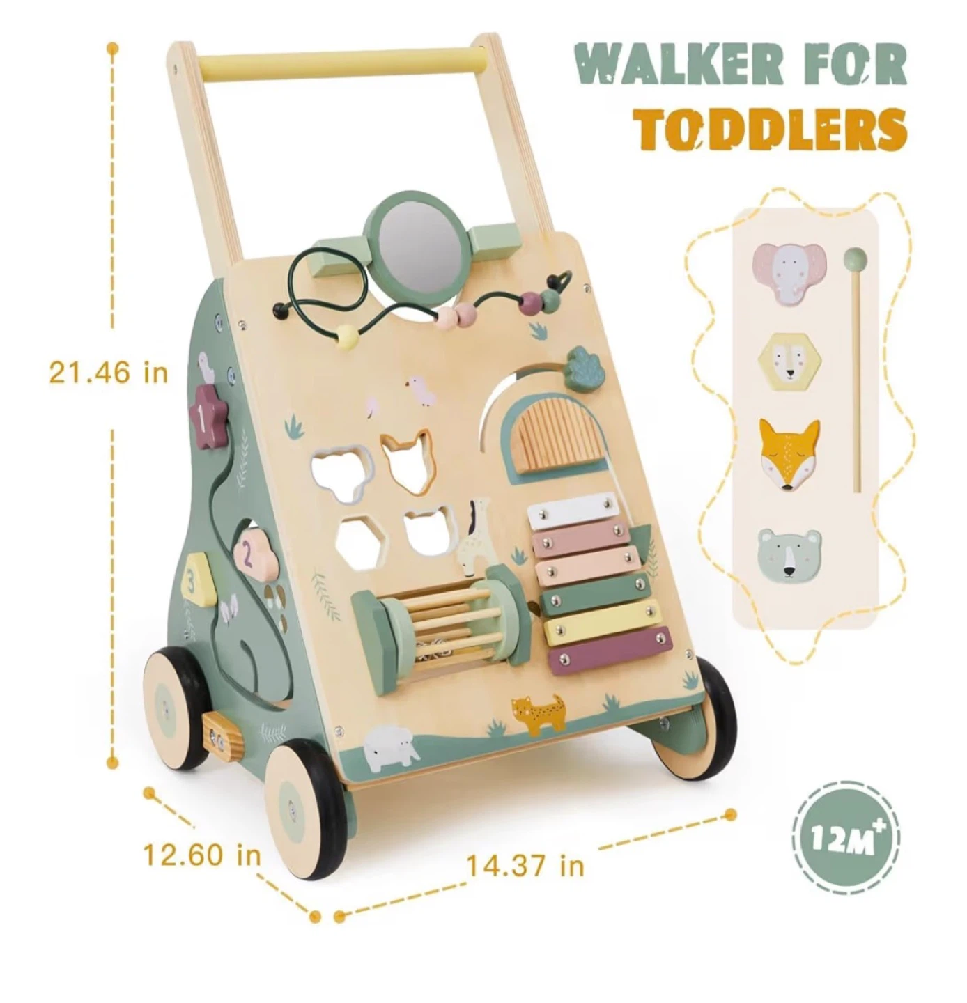 Wooden All-in-One Multifunctional Walker for Toddlers 12M+ - photo 2