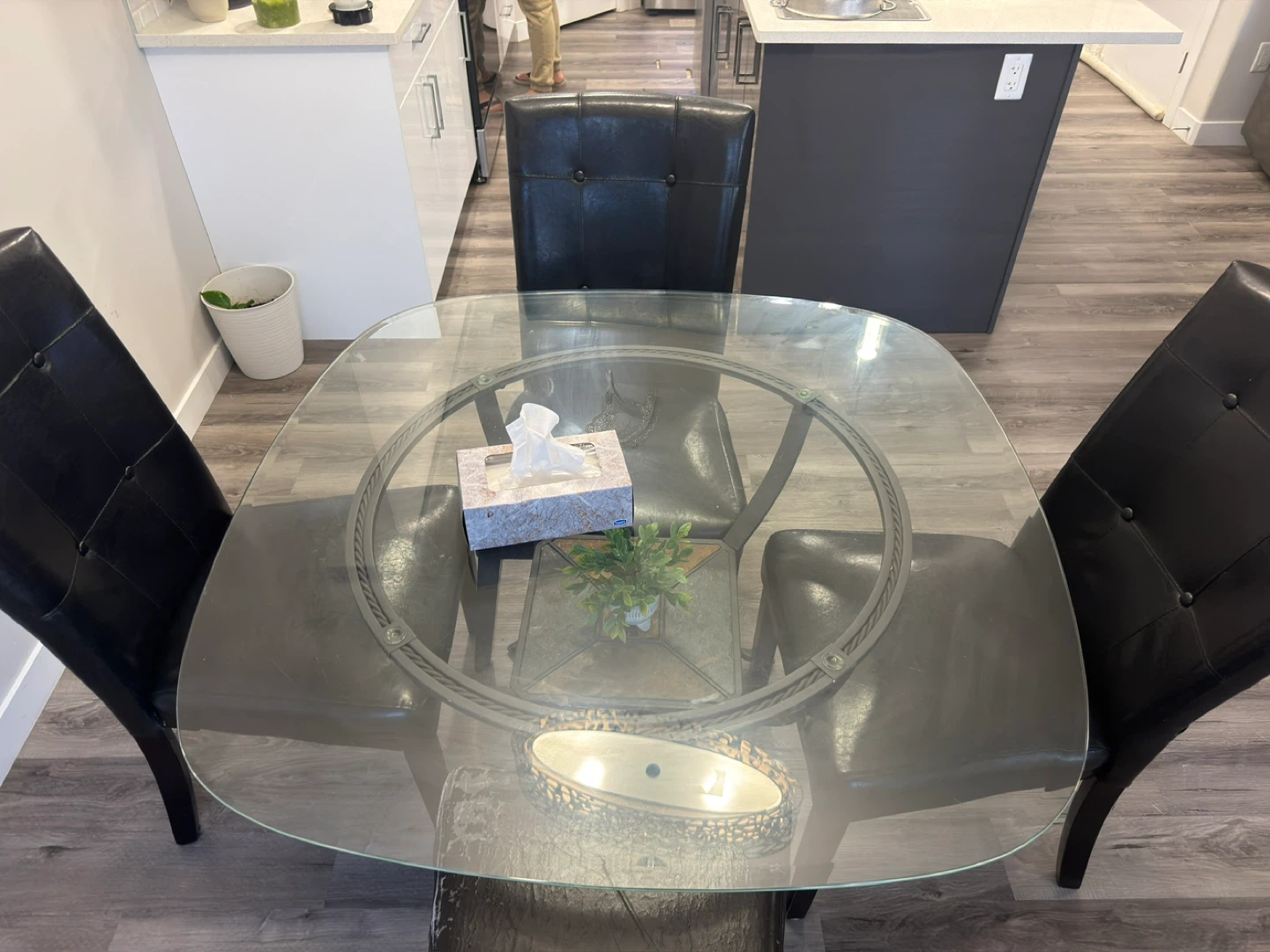 Glass Top Dining Table with 4 Black Chairs(free) - photo 3