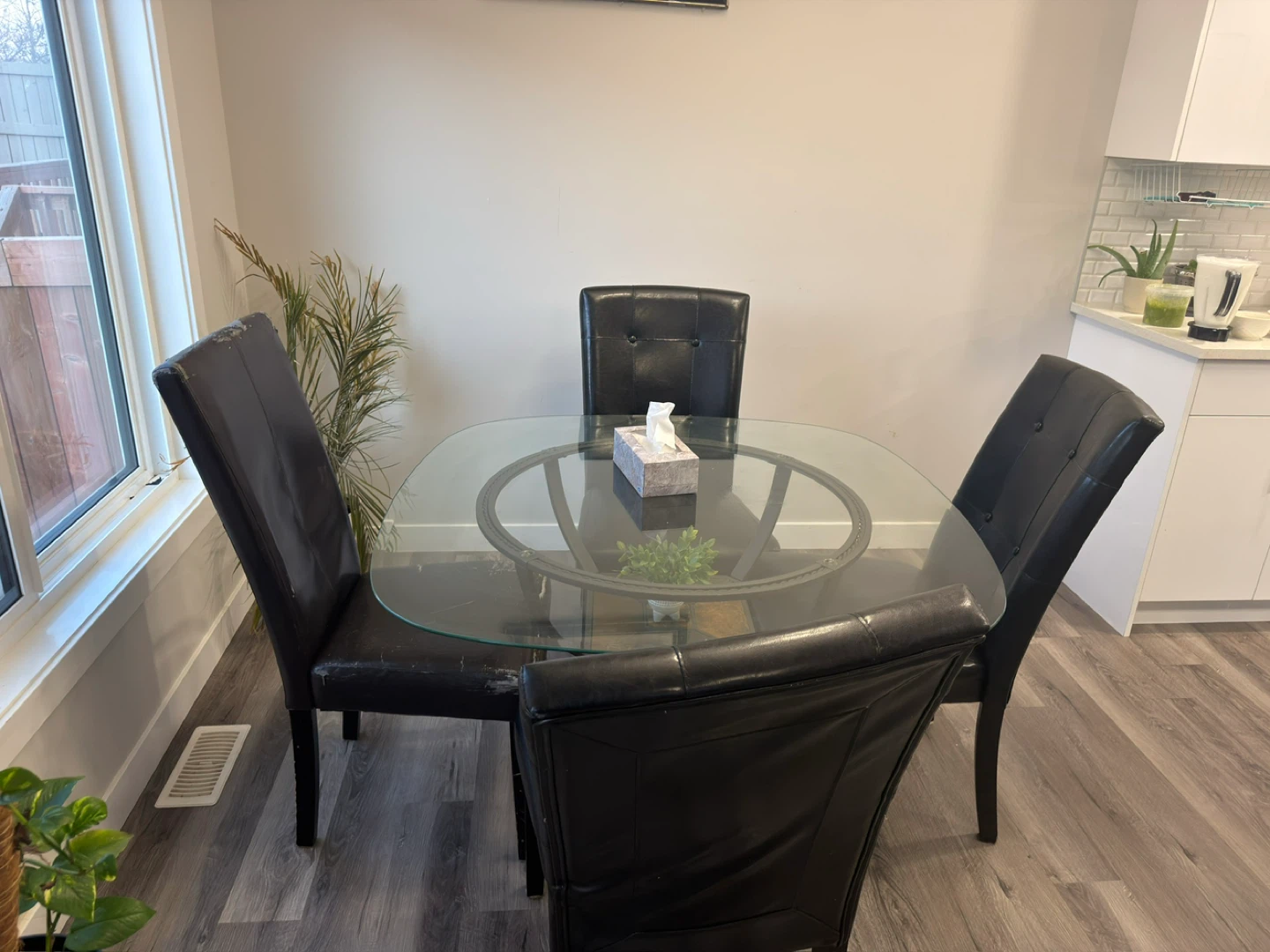 Glass Top Dining Table with 4 Black Chairs(free) - photo 4