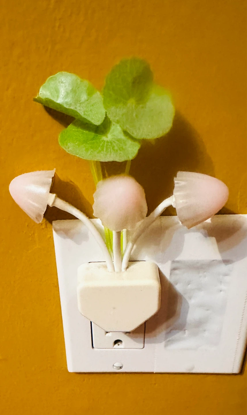 Mushroom Night Light with Leaves