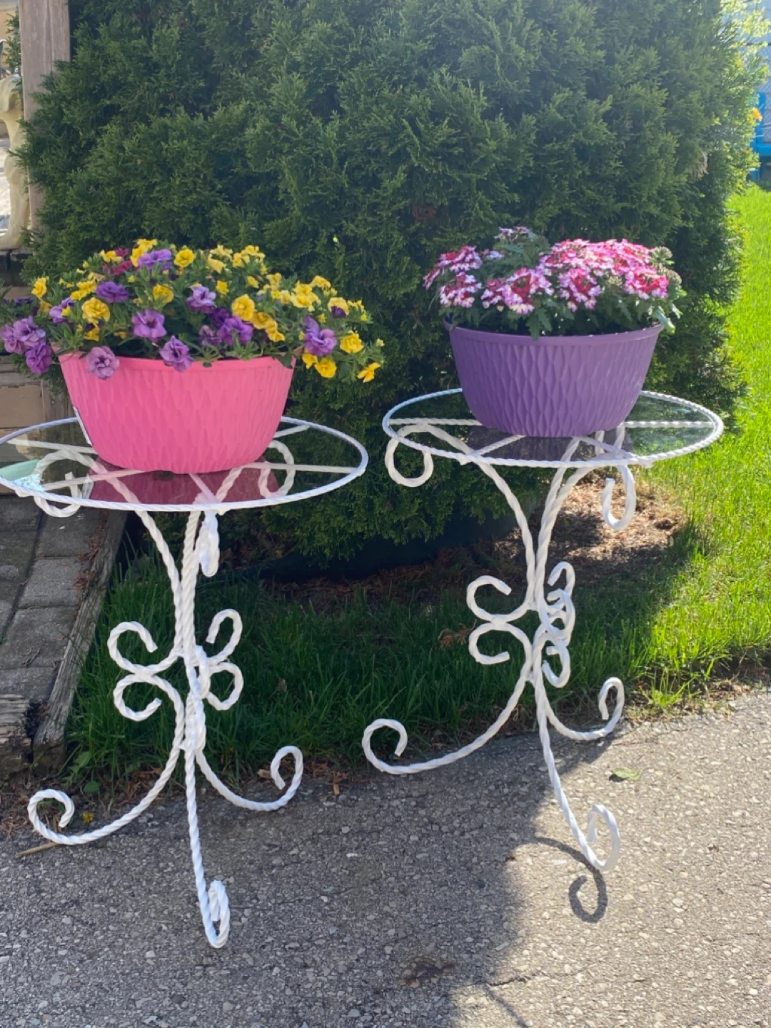 Pair of Vintage Metal indoor/outdoor Plant Stands