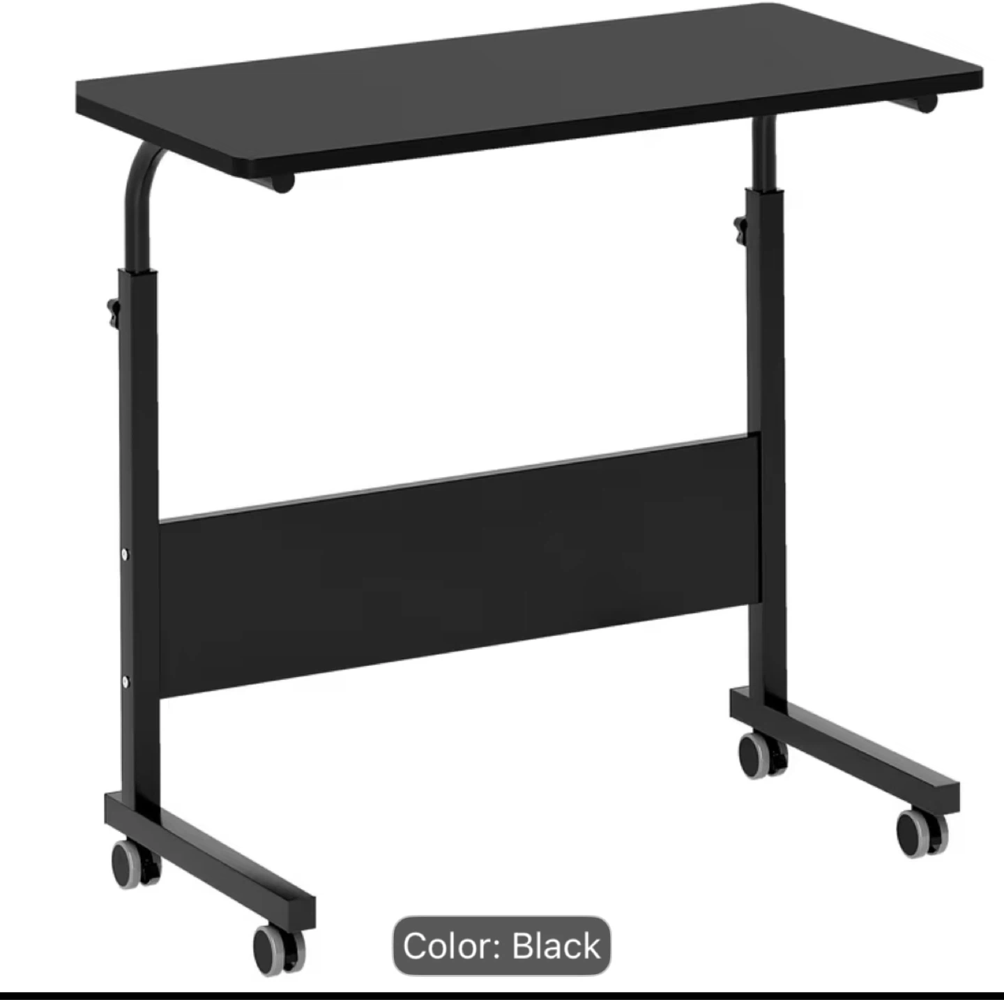 Adjustable Rolling Side Table - Black