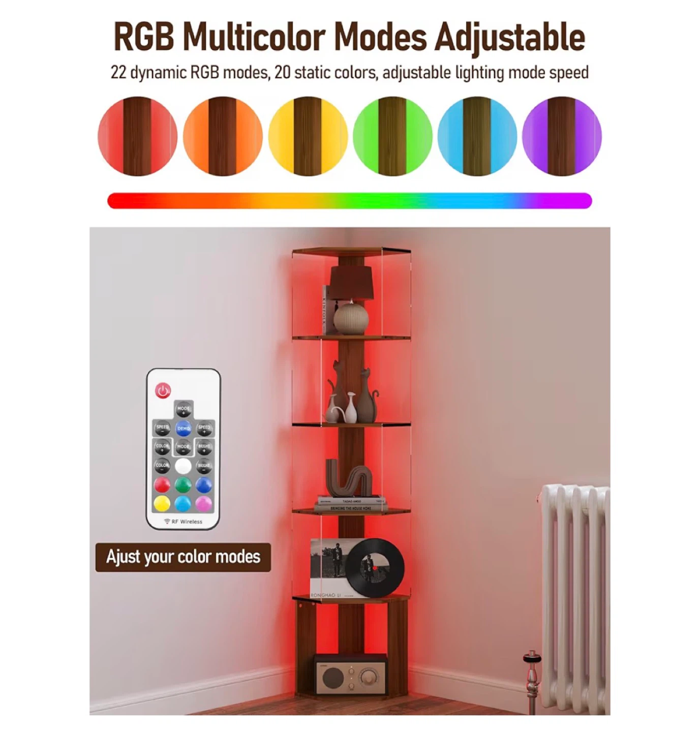 5-Tier Corner Shelf with LED Lights - photo 5