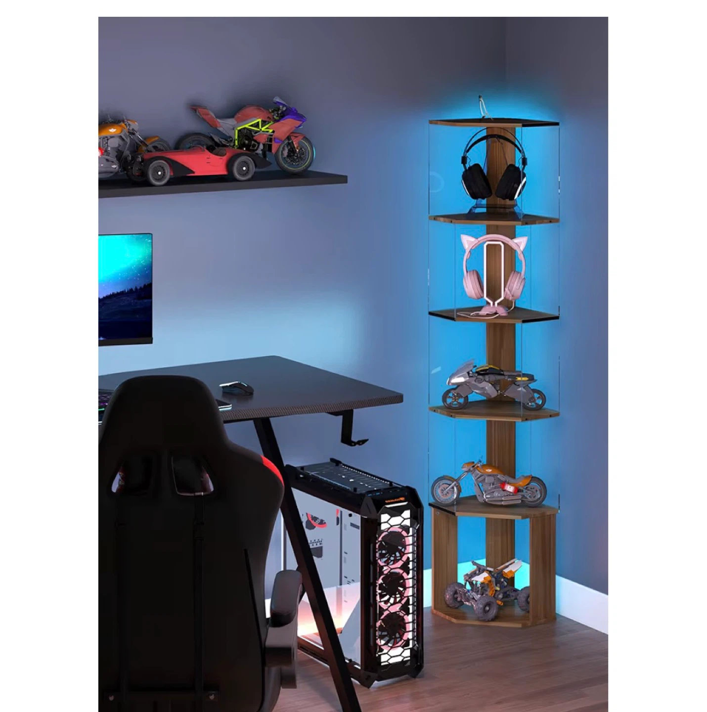 5-Tier Corner Shelf with LED Lights - photo 2