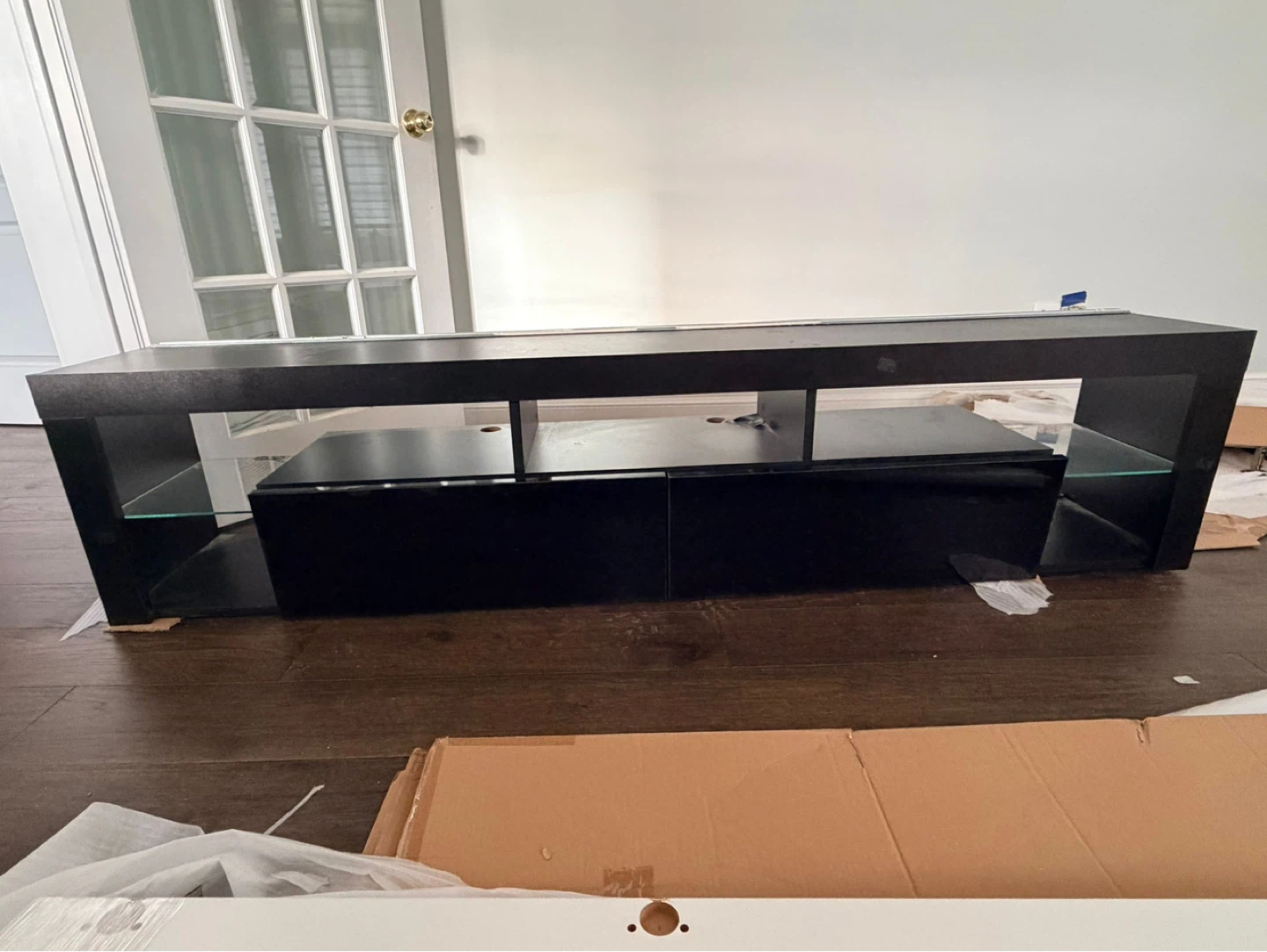 Black TV Stand with Shelves and Drawers