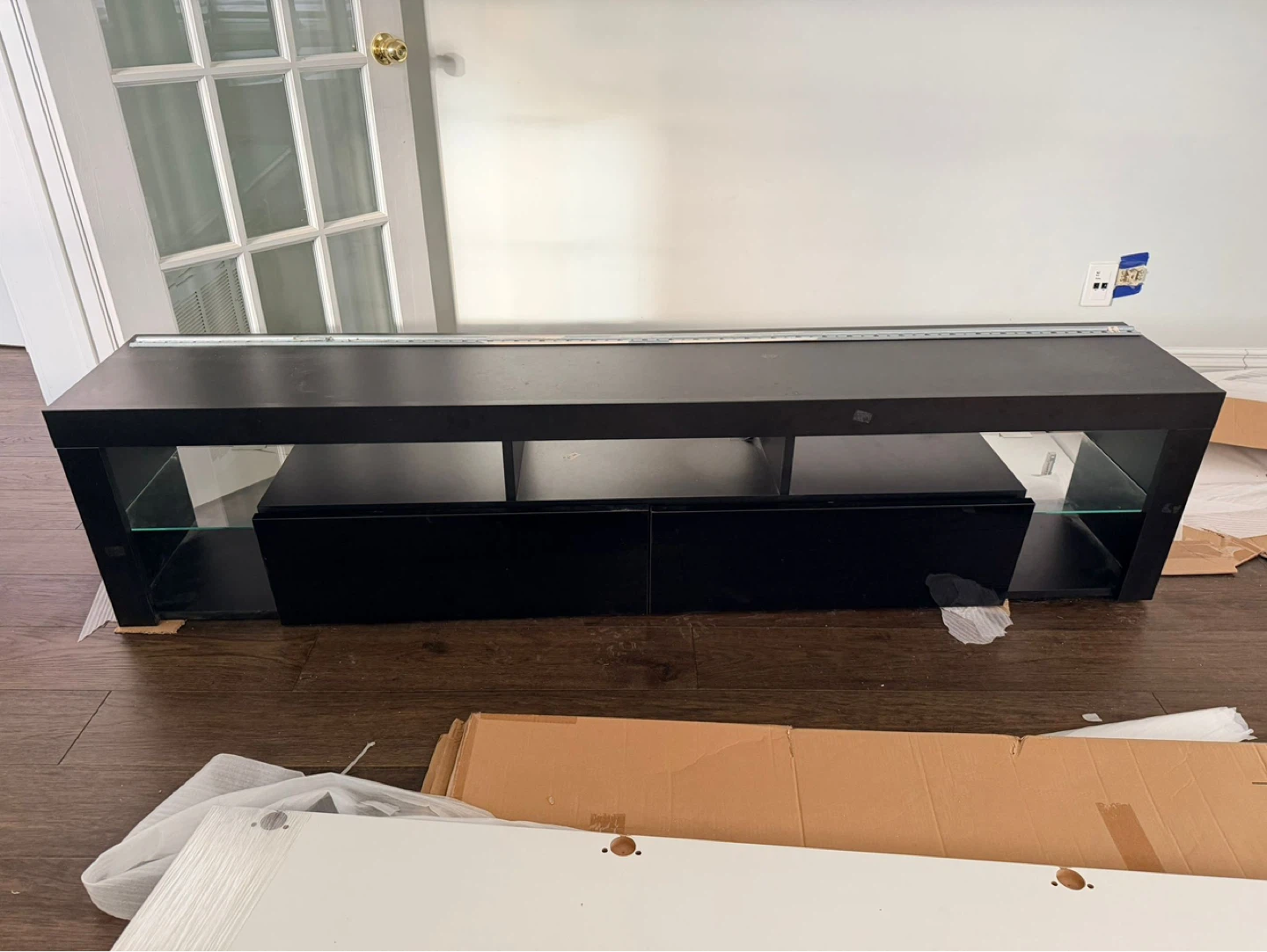 Black TV Stand with Shelves and Drawers - photo 3