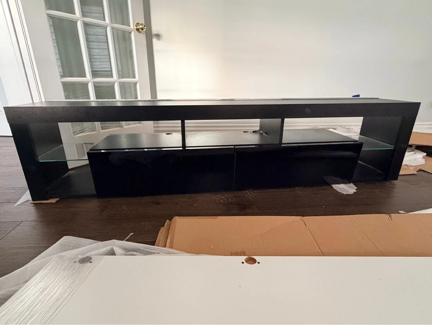 Black TV Stand with Shelves and Drawers - photo 2