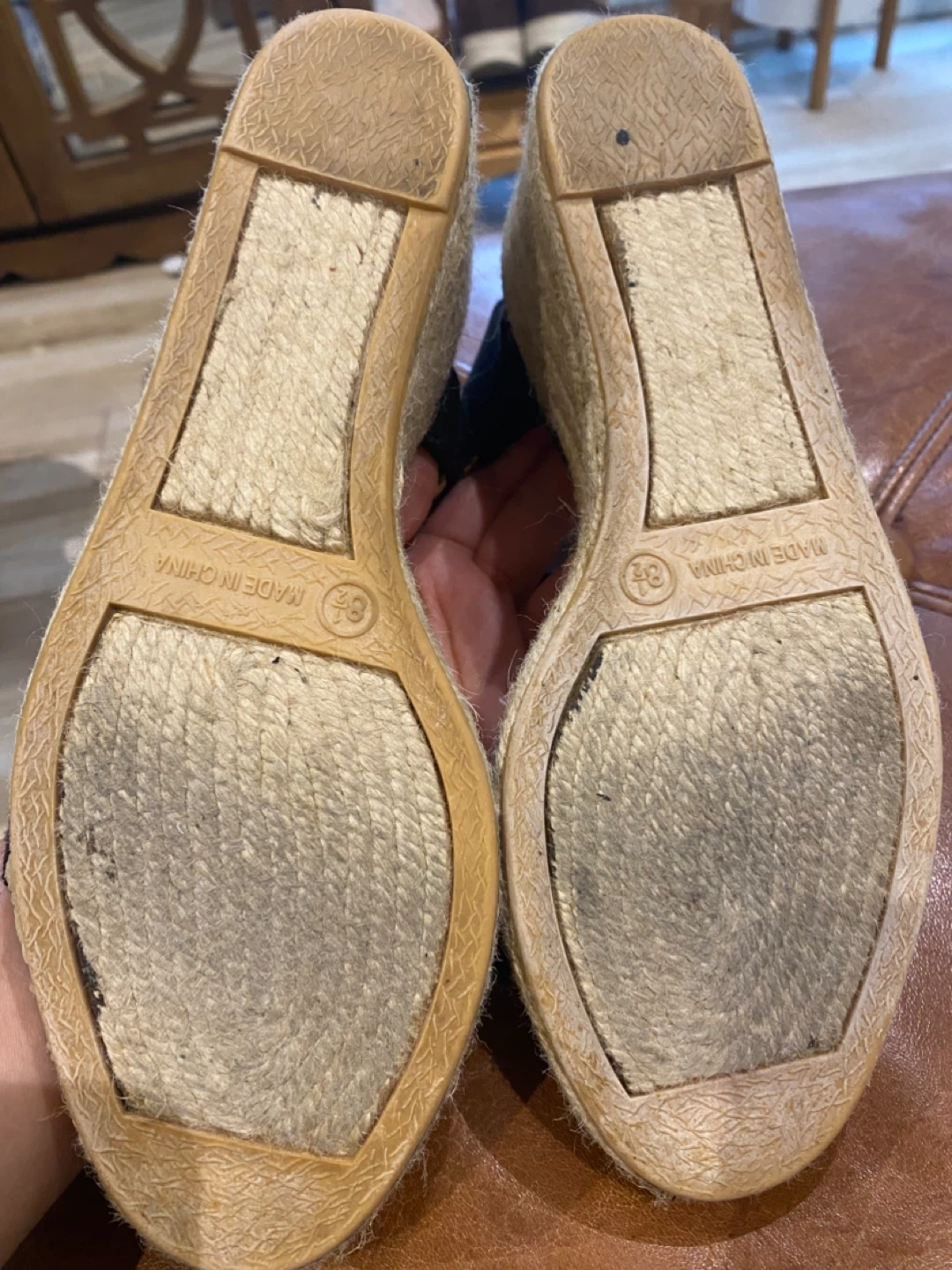 Lauren Ralph Lauren Black Espadrille Wedge Sandals Size 8 - photo 5