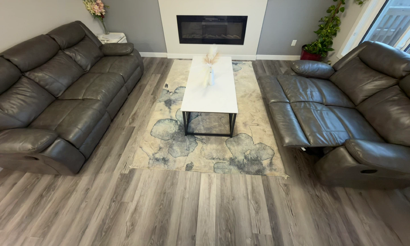 White Marble Top Coffee Table with Black Metal Frame - photo 2