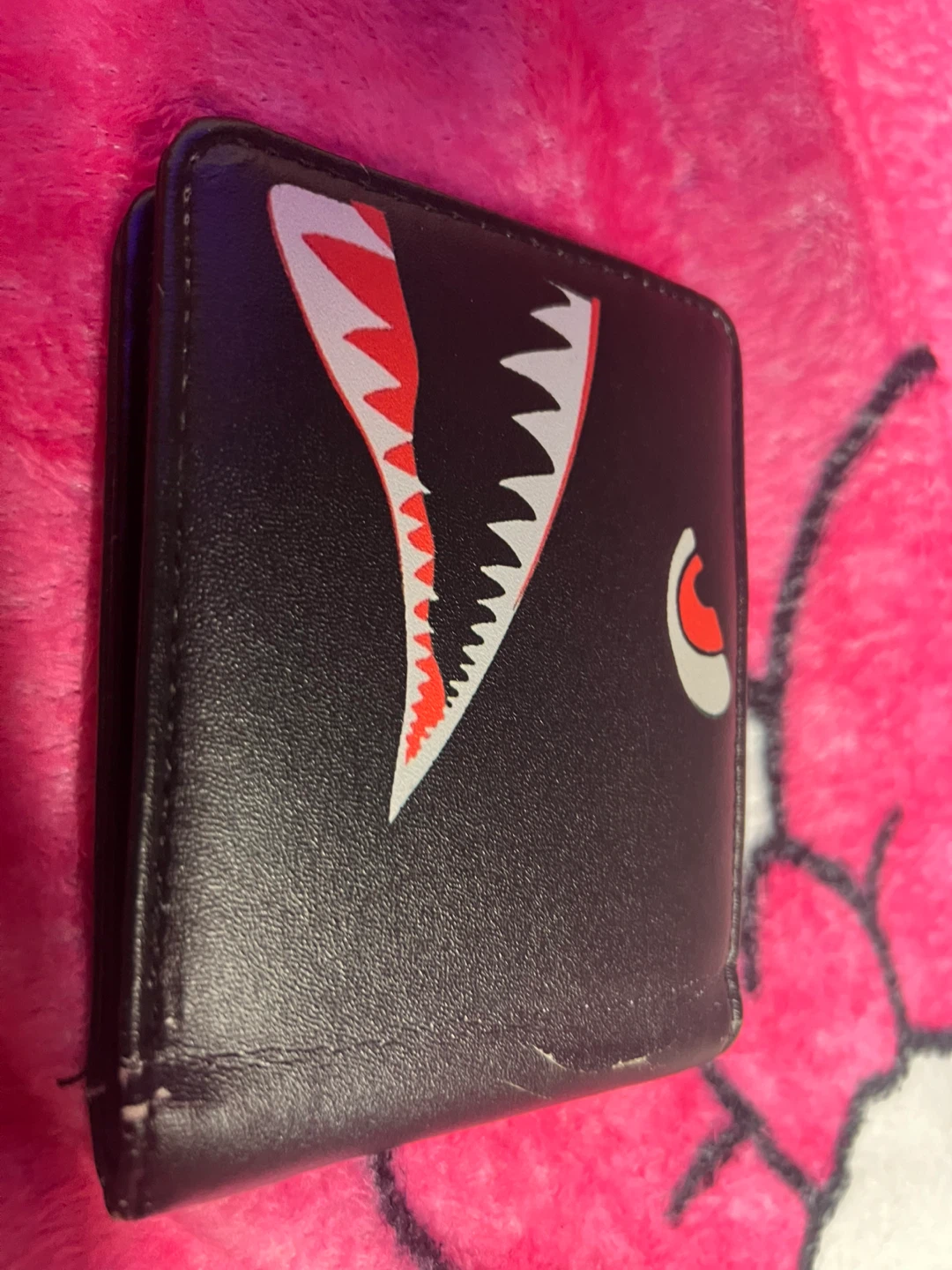 Black Bifold Wallet with Shark Mouth Design