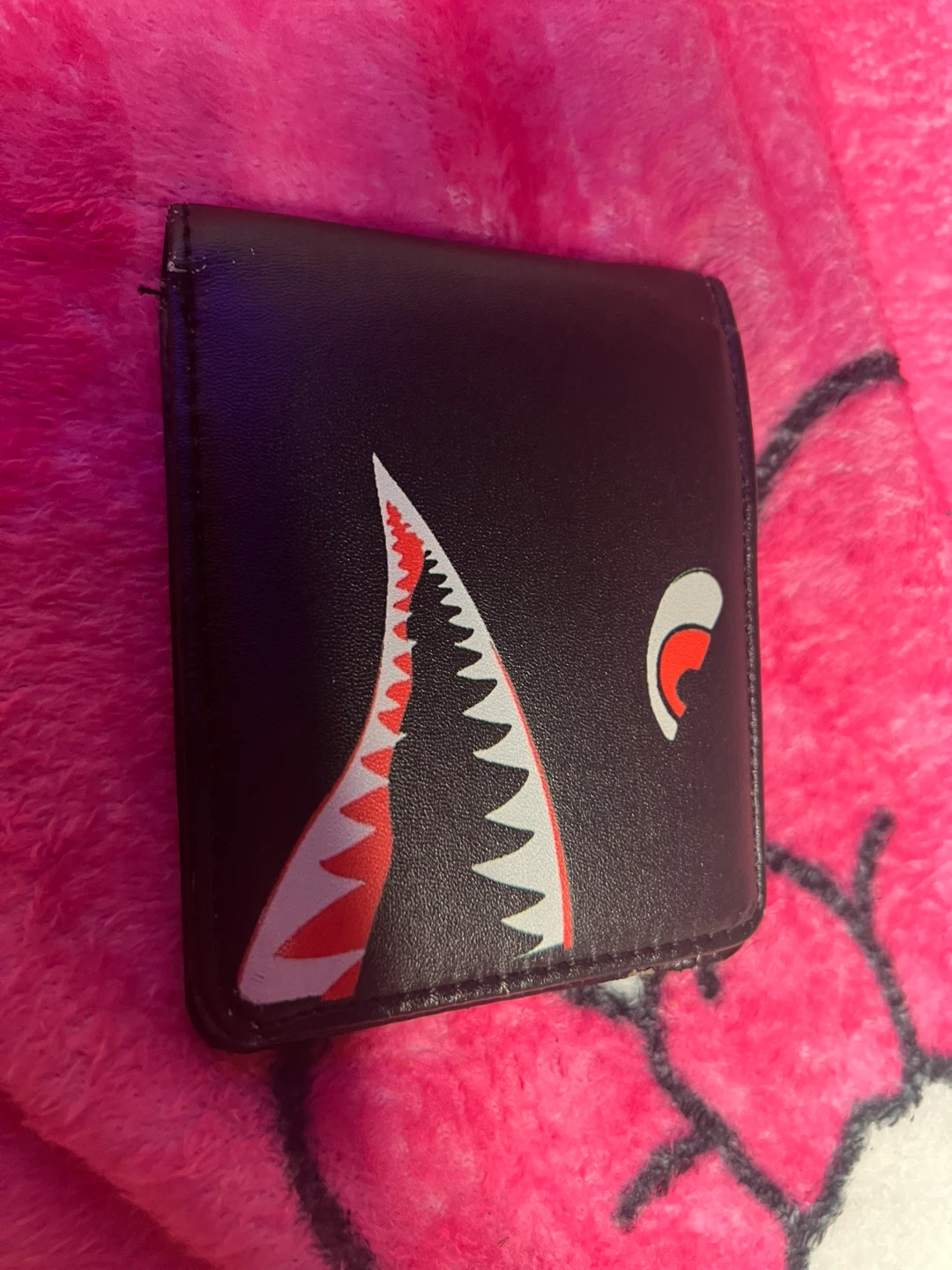 Black Bifold Wallet with Shark Mouth Design - photo 2