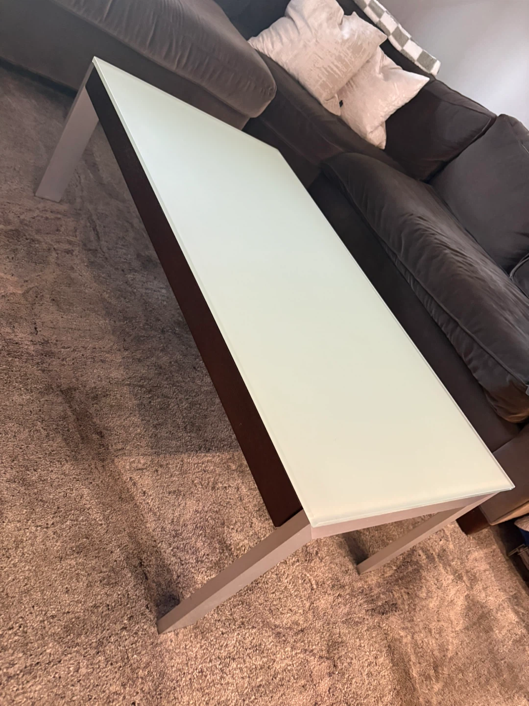 Coffee Table with Frosted Glass Top and Storage