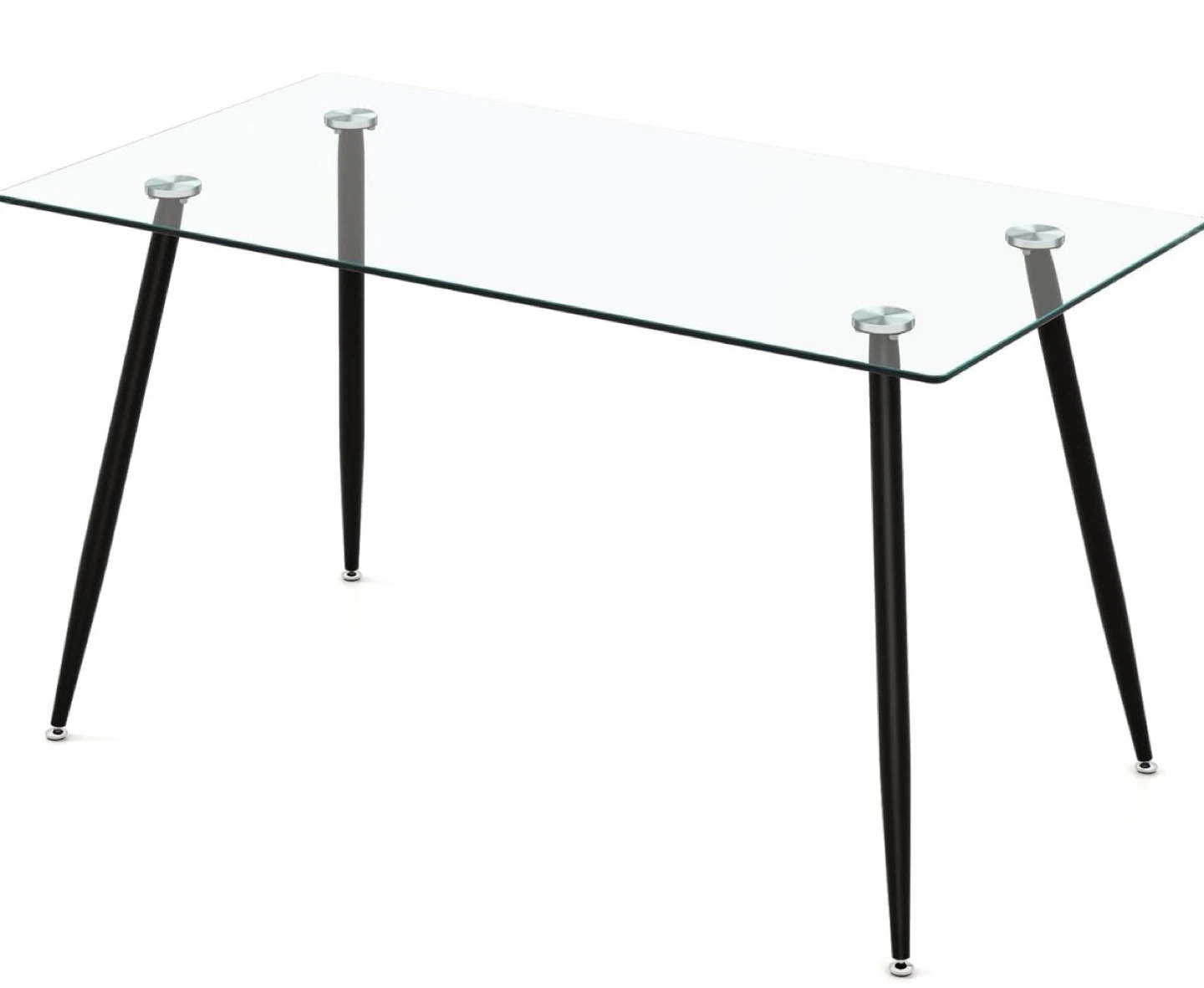 Glass Dining Table with Black Legs