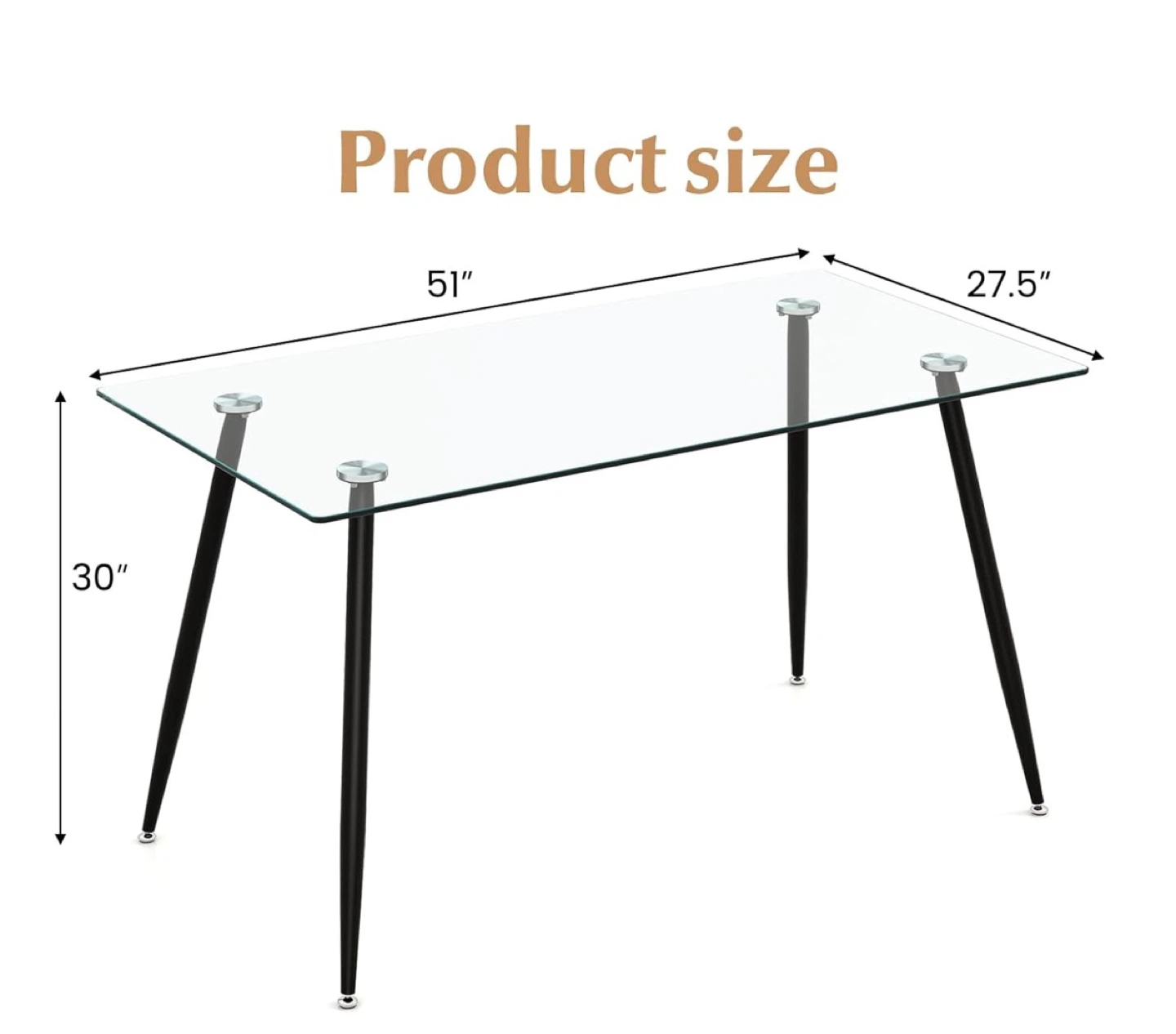 Glass Dining Table with Black Legs - photo 3