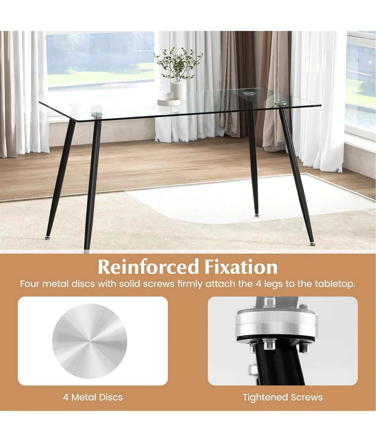 Glass Dining Table with Black Legs - photo 4