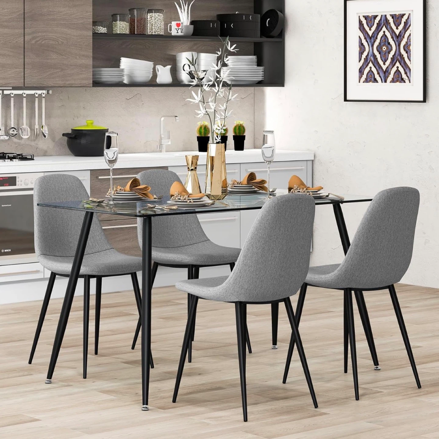 Glass Dining Table with Black Legs - photo 2