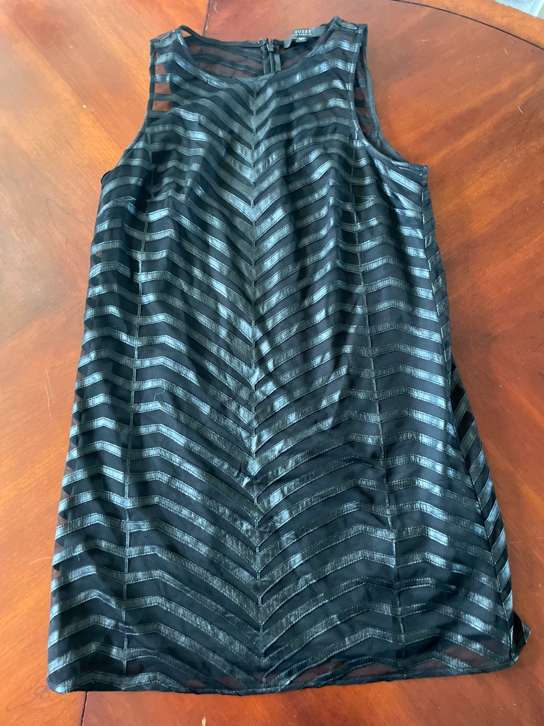 GUESS Black Sheer Chevron Mini Dress Size 6