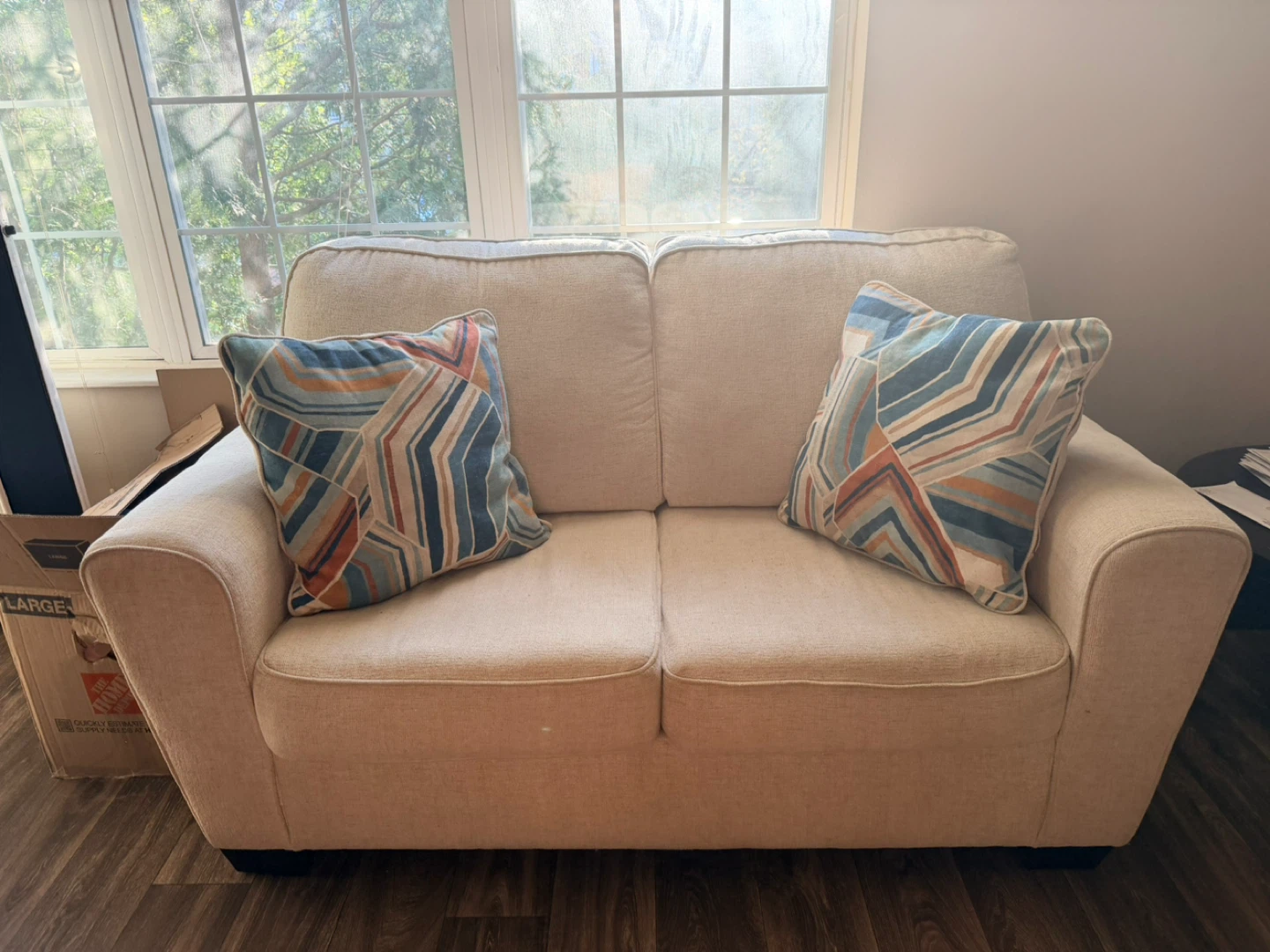 Cream Sofa with Decorative Pillows - photo 2