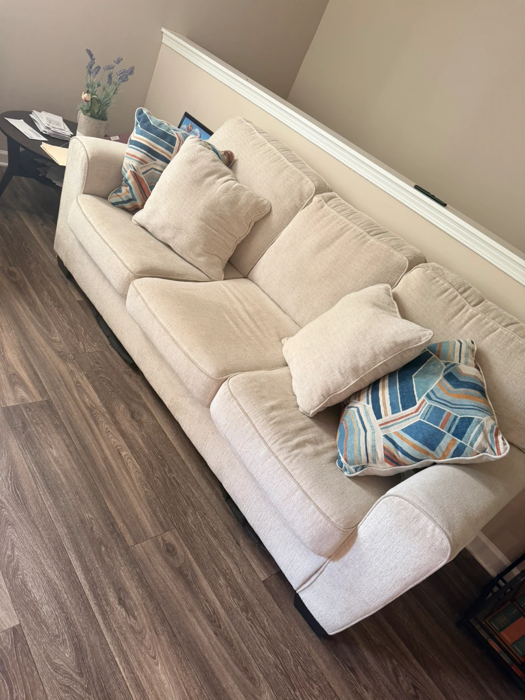 Cream Sofa with Decorative Pillows - photo 4