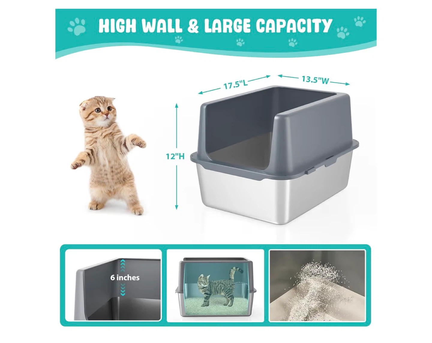 Petkit Cat Litter Box - Large Grey and White with Scoop - photo 2