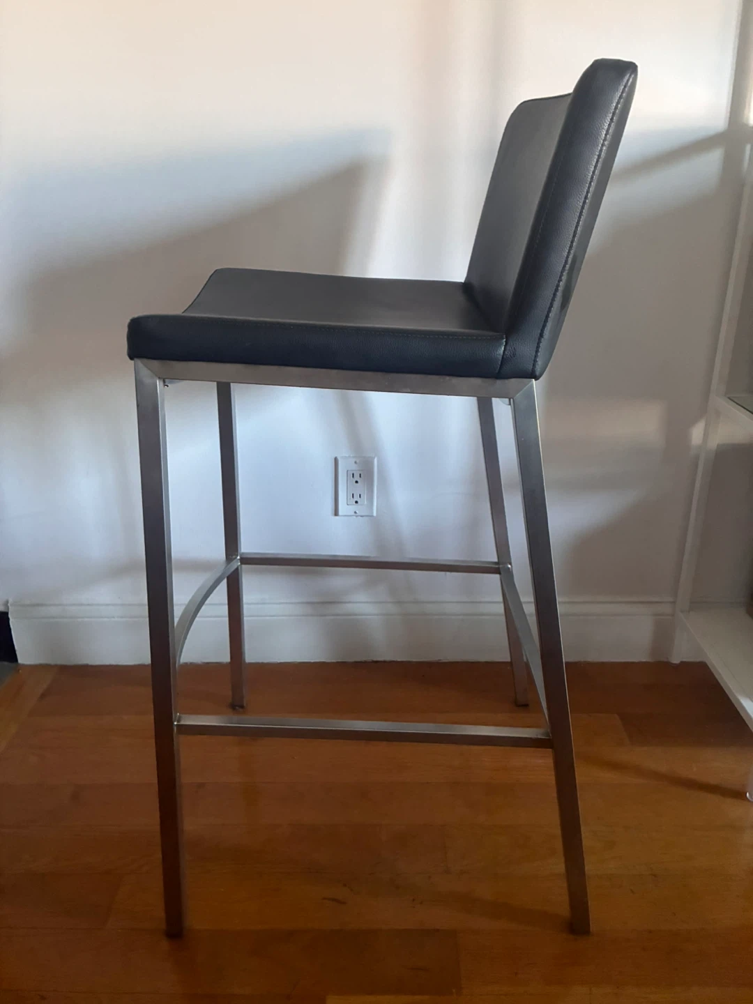 Faux Leather Bar Stools, Stainless Steel (Set of 2) - photo 2