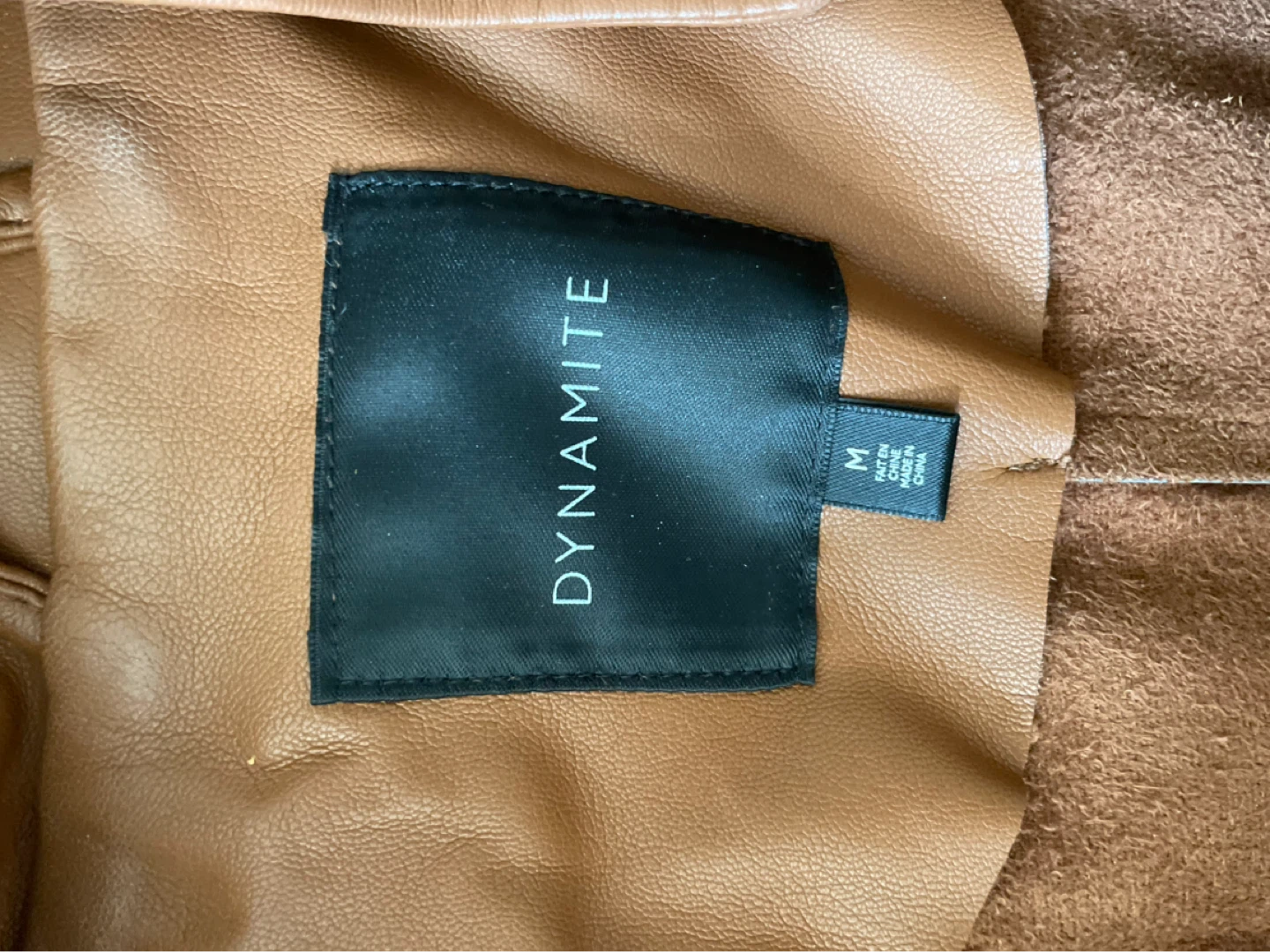 Faux Leather Moto Jacket - Brown - Size Medium - photo 2