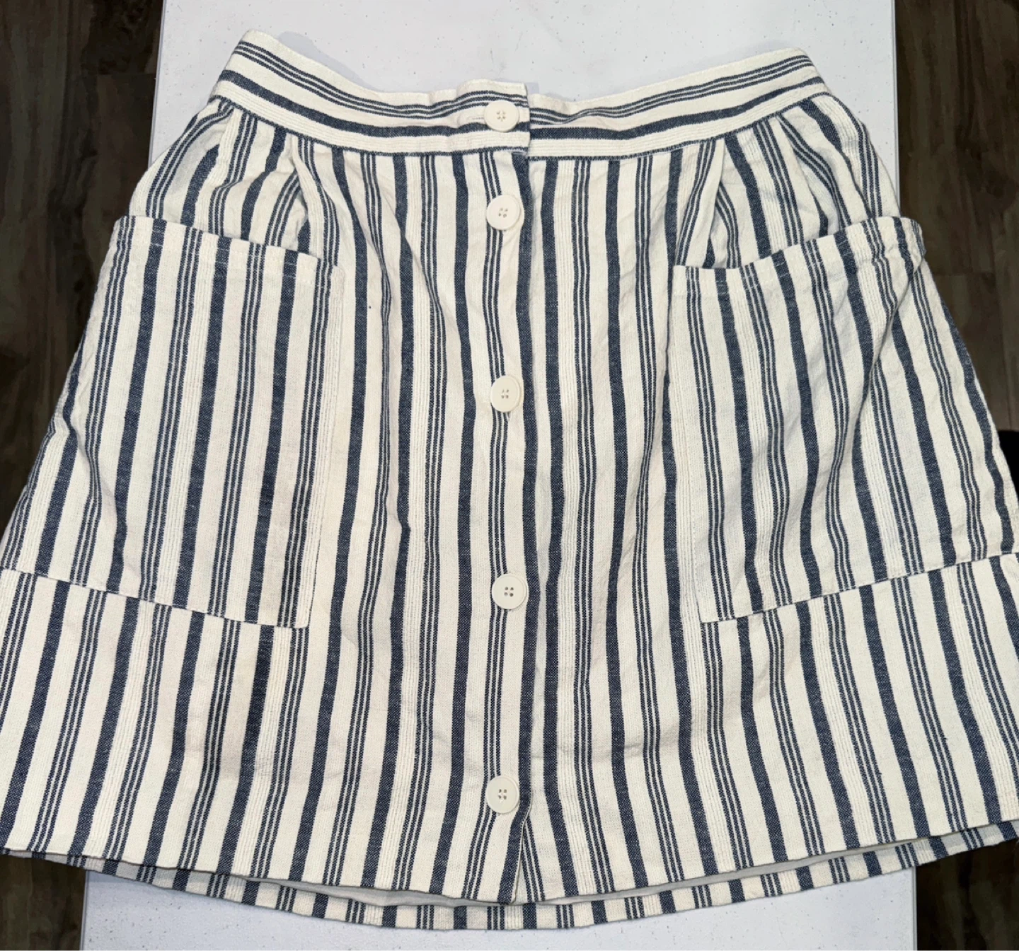 Oak & Fort, size small Striped Button-Front A-Line Skirt