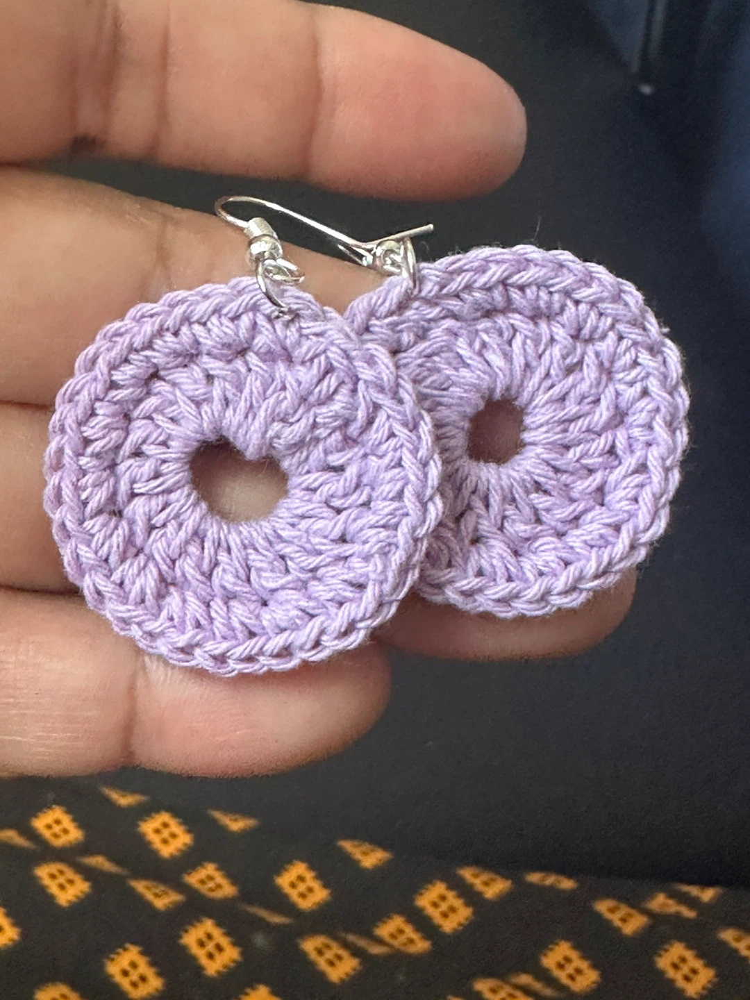 Handmade Lavender Crocheted Circle Earrings