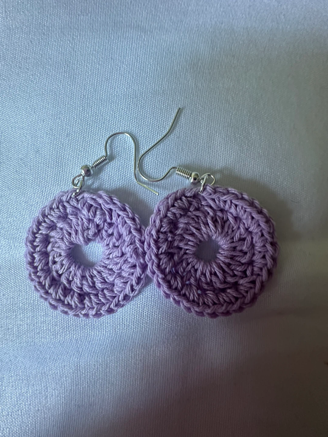 Handmade Lavender Crocheted Circle Earrings - photo 2