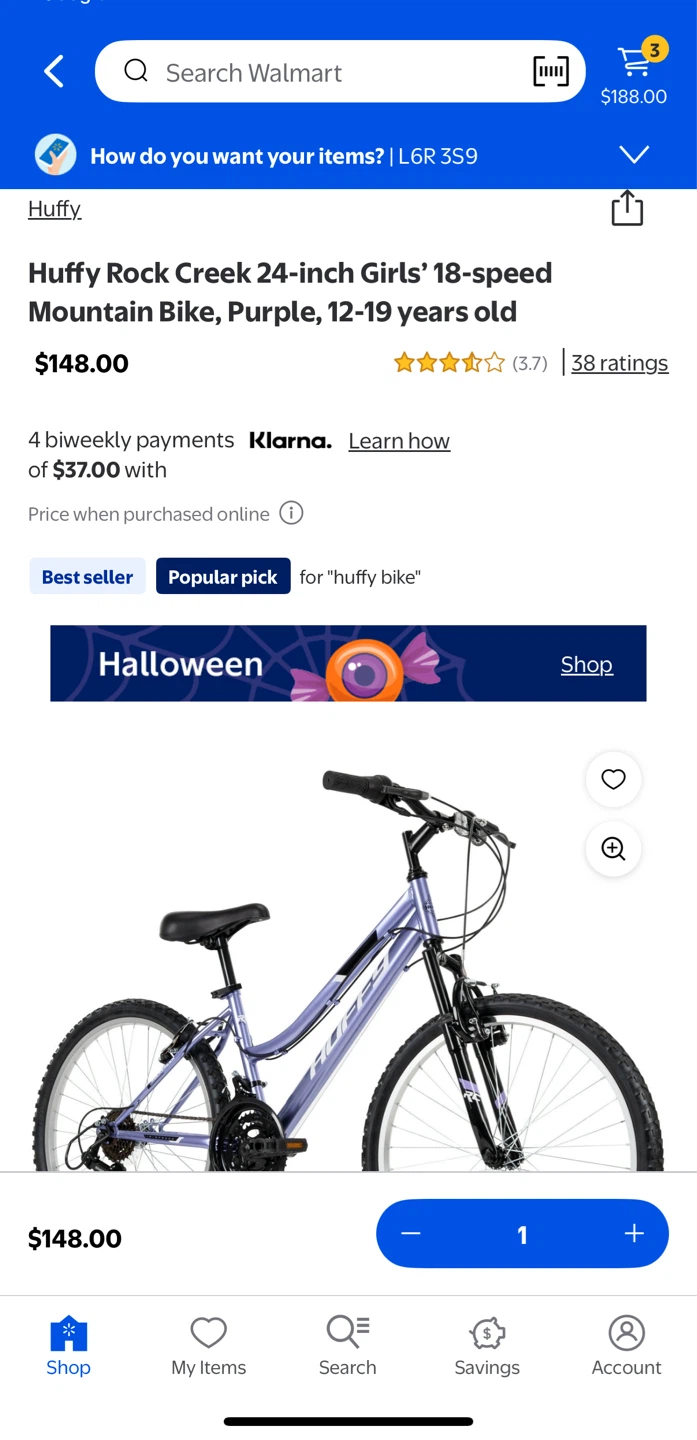 Huffy Rock Creek 24-inch Girls' Mountain Bike, Purple