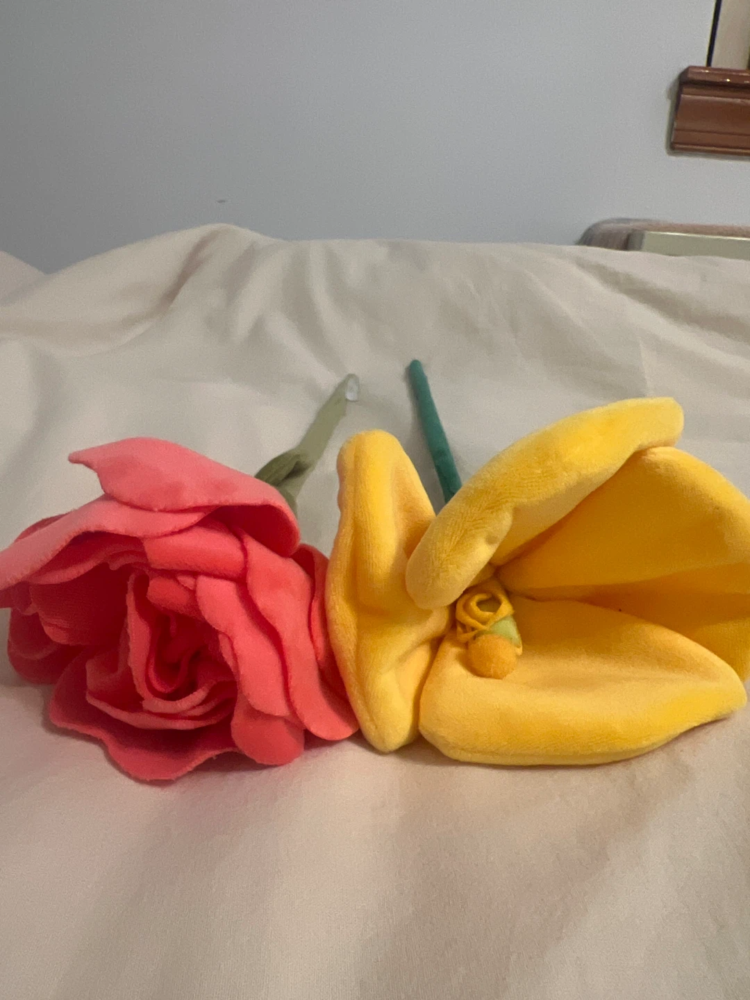 Plush Flower Decor - Pink Rose & Yellow Lily - photo 3